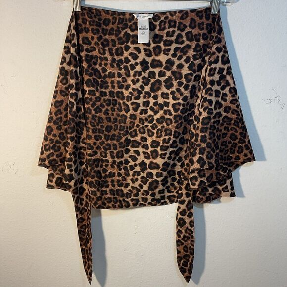 Good American Ladies Sarong Wrap Skirt Brown Black Leopard 0-4 XS-XL Cover-up - Picture 8 of 12